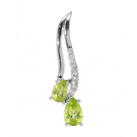 Pendentif Argent 925 Rhodié Péridot Poire Oxyde Pendentif composé d un motif pavé d oxydes zirconium sertis Péridots forme...