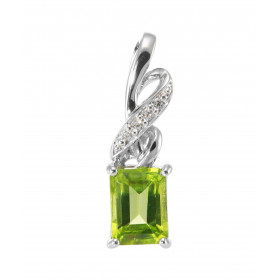  Pendentif Argent 925 Rhodié Péridot Rectangulaire 8x6mm Oxydes Motif entrelacé serti 4 oxydes 1.2mm La pierre centrale es...