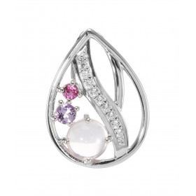 Pendentif Argent 925 Rhodié Quartz Rose Améthyste Grenat Oxydes Pendentif composé d un motif forme poire pavé d oxydes zir...