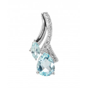 Pendentif Argent 925 Rhodié Topaze bleue traitée Poire Marquise Pendentif composé d un motif pavé d oxydes zirconium serti...