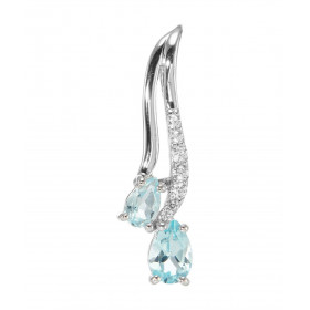 Pendentif Argent 925 Rhodié Topaze bleue traitée Poire Oxyde Pendentif composé d un motif pavé d oxydes zirconium sertis T...