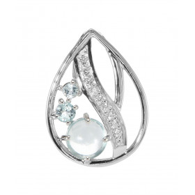 Pendentif Argent 925 Rhodié Topaze bleue traitée Rondes Oxydes Pendentif composé d un motif forme poire pavé d oxydes zirc...