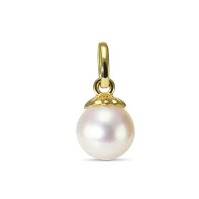 Pendentif en Or jaune 750 et perle 8mm. Diamètre de la perle : 8mm. Dimensions du pendentif (bélière incluse) : 16x8mm
