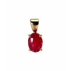 Pendentif en Or Jaune serti d&#39;un Rubis ovale de 8x6mm (1,3 carat). Dimensions du pendentif : 15 x 6 mm