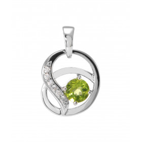 Pendentif Entrelacé Argent 925 Rhodié Péridot Oxydes Motif entrelacé serti 6 oxydes 1.5mm La pierre centrale est ronde mes...