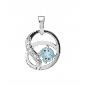 Pendentif Entrelacé Argent 925 Rhodié Topaze bleue traitée Oxydes Motif entrelacé serti 6 oxydes 1.5mm La pierre centrale ...