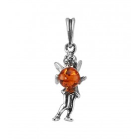 Pendentif Fée Ambre Rond Petit Modèle Ambre rond couleur cognac Dimensions du pendentif (bélière incluse) : 28x12mm