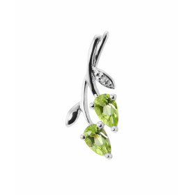 Pendentif Feuille Or blanc 375 Péridot Diamant Pendentif forme feuille or blanc 375 (9 carats) Ce pendentif est serti : 2 ...