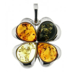 Pendentif Fleur Ambre Multicolore Argent 925 Pendentif Argent 925 Ambre multicolore (couleurs : miel, vert cognac) 4 ambr...