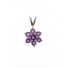 Pendentif Fleur Argent Améthystes
