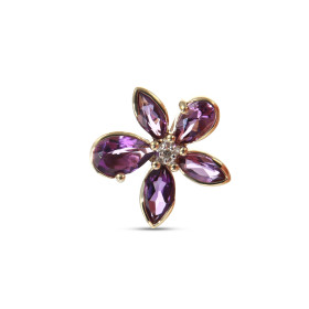 Pendentif Fleur Or Jaune 375 Améthyste Diamant Motif fleur serti d Améthystes forme navettes poires d un diamant son centr...