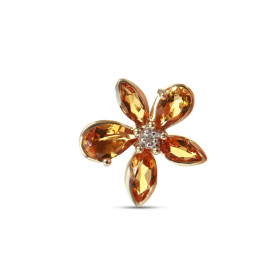 Pendentif Fleur Or Jaune 375 Citrine Diamant Motif fleur serti Citrines forme navettes poires d un diamant son centre Dime...