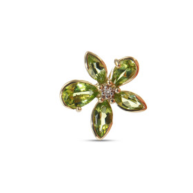 Pendentif Fleur Or Jaune 375 Péridot Diamant Motif fleur serti Péridots forme navettes poires d un diamant son centre Dime...