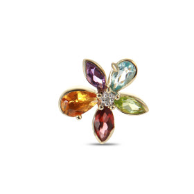  Pendentif Fleur Or Jaune 375 Pierres fines Diamant Motif fleur serti des pierres fines forme navettes poires d un diamant...
