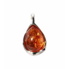 Pendentif Goutte Argent Ambre