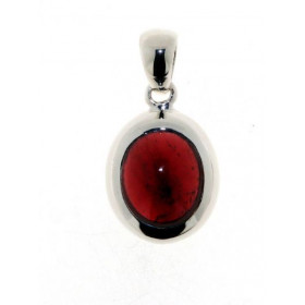 Pendentif Argent 925 Grenat serti d une pierre 12x10mm, hauteur totale : 27mm