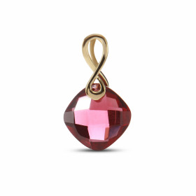 Pendentif Grenat Or Jaune 750 Ce pendentif Or est serti d une pierre taillée coussin 8x8mm La pierre est maintenue sur bél...