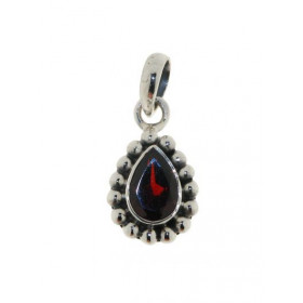 Pendentif Grenat Poire 10x7mm en Argent