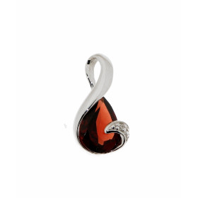 Pendentif grenat diamant Or Blanc 750 Ce pendentif est serti d un grenat poire mesurant 8x6mm Un diamant 0,005 carat est s...