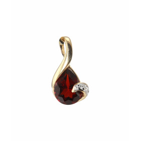 Pendentif Grenat diamant Or Jaune 750 Ce pendentif est serti d un grenat taillé poire mesurant 8x6mm Un diamant 0,005 cara...