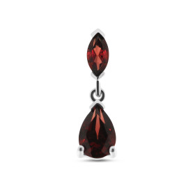 pendentif Grenat Or Blanc 375 Les Grenats sont taillés marquise 6x3mm poire 7x5mm Les dimensions du pendentif sont 18mm lo...