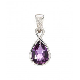 Pendentif Infini Or Blanc 375 Améthyste Poire 8x6mm Diamant Motif infini serti d une Améthyste Poire 8x6mm (1 carat) La bé...