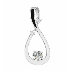  Pendentif Infini Or Blanc 750 Diamant Pendentif serti d un diamant central 4.8mm diamètre (0.43 carat - Couleur I - Puret...
