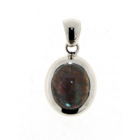 Pendentif Argent 925 Labradorite serti d'une pierre de 12x10mm, hauteur totale : 27mm