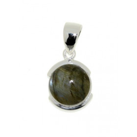 Pendentif Argent 925 Labradorite serti d'une pierre de 12mm. Hauteur avec bélière : 2,5cm