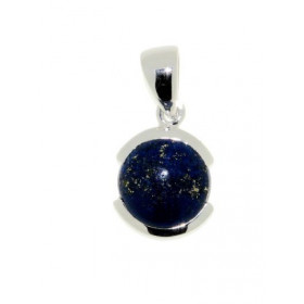 Pendentif en Argent 925 serti d'un Lapis Luzuli rond de 12mm. Hauteur avec bélière : 2,5cm