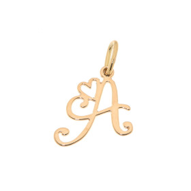 Pendentif Lettre A - Initiale A et coeur  en Or Jaune 750  