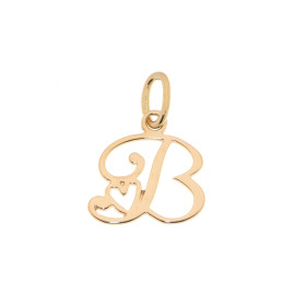 Pendentif Lettre B - Initiale B  et coeur en Or Jaune 750