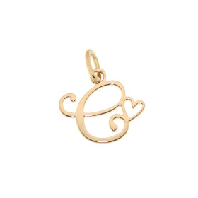 Pendentif Lettre C - Initiale C et coeur  en Or Jaune 750