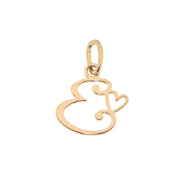 Pendentif Lettre E - Initiale E et coeur  en Or Jaune 750  