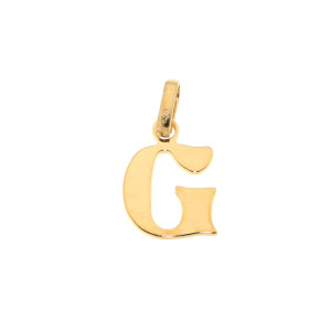 Pendentif Lettre G découpée en Or Jaune 375/1000. Dimensions du Pendentif Initiale G (bélière incluse) : 16x9mm. 