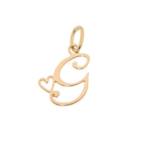 Pendentif Lettre G - Initiale G et coeur  en Or Jaune 750  