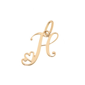 Pendentif Lettre H - Initiale H et coeur  en Or Jaune 750  