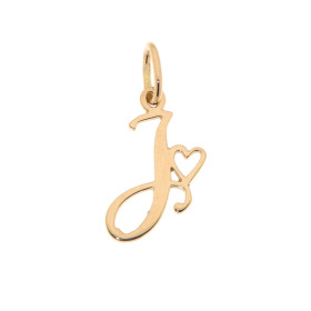 Pendentif Lettre J - Initiale J  et coeur en Or Jaune 750  