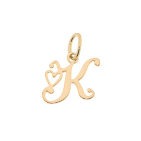 Pendentif Lettre K - Initiale K et coeur  en Or Jaune 750  