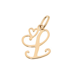 Pendentif Lettre L - Initiale L  et coeur en Or Jaune 750  