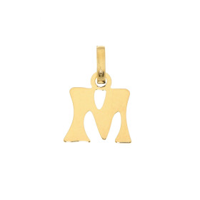 Pendentif Lettre M découpée Or Jaune 375/1000 Dimensions du Pendentif Initiale M (bélière incluse) : 16x9mm 