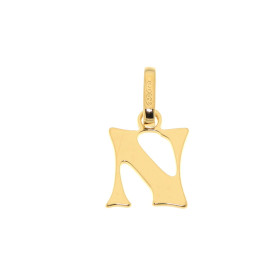 Pendentif Lettre N découpée Or Jaune 375/1000 Dimensions du Pendentif Initiale N (bélière incluse) : 16x9mm 
