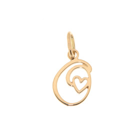 Pendentif Lettre O - Initiale O et coeur  en Or Jaune 750  