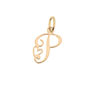 Pendentif Lettre P - Initiale P et coeur  en Or Jaune 750  