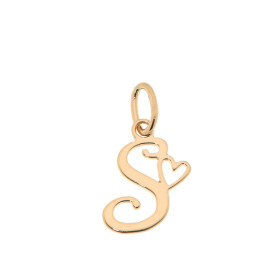 Pendentif Lettre S - Initiale S et coeur  en Or Jaune 750  