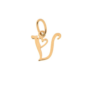 Pendentif Lettre V - Initiale V et coeur en Or Jaune 750  