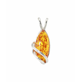 Pendentif Moderne Argent Ambre Taille Navette Dimensions (bélière incluse) : 1,9 x 0,8cm 