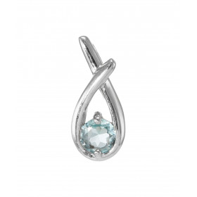 Pendentif Motif Croisé Argent 925 Rhodié Topaze bleue traitée Ronde 6mm Motif croisé serti d une Topaze bleue traitée rond...