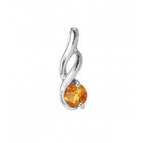 Pendentif Motif Entrelacé Argent 925 Rhodié Citrine Ronde 4.5mm