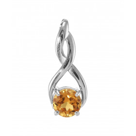 Pendentif Motif Entrelacé Argent 925 Rhodié Citrine Ronde 6mm